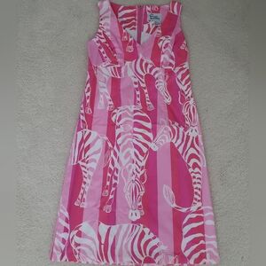 Lilly Pulitzer Vintage Pink Zebra Print Lined Dress sz4